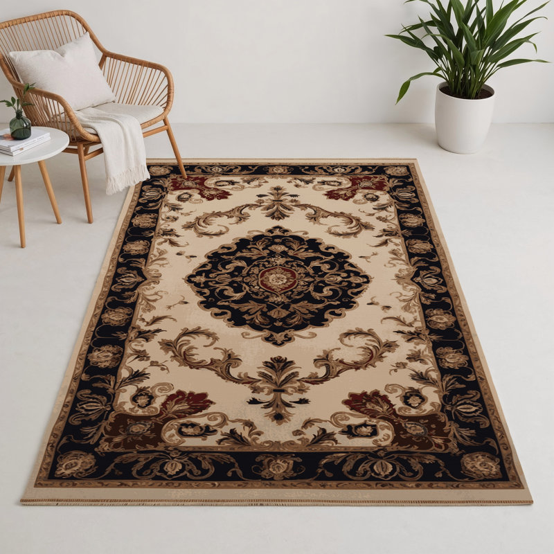 Tapis d'intérieur et d'extérieur brun français, Rectangle 5 pi x 7 pi