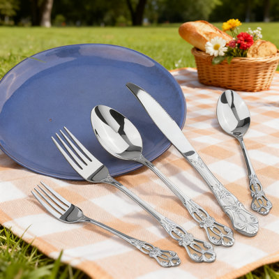 20-Piece Retro Royal Silverware Set With Gift Box, Stainless Steel Flatware Set For 4, Elegant Mirror Polished Cutlery Utensils For Formal Dining And Special Occasions