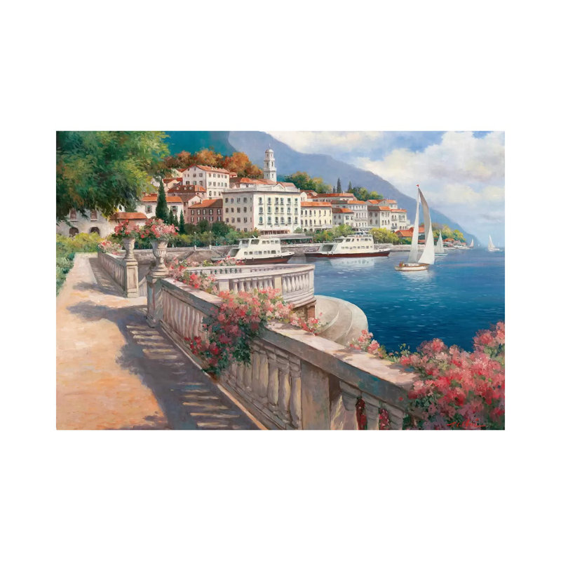 Lago Di Como I par T.C. Chiu - peinture sur toile tendue, H 26 po x l 40 po x 1,5 po