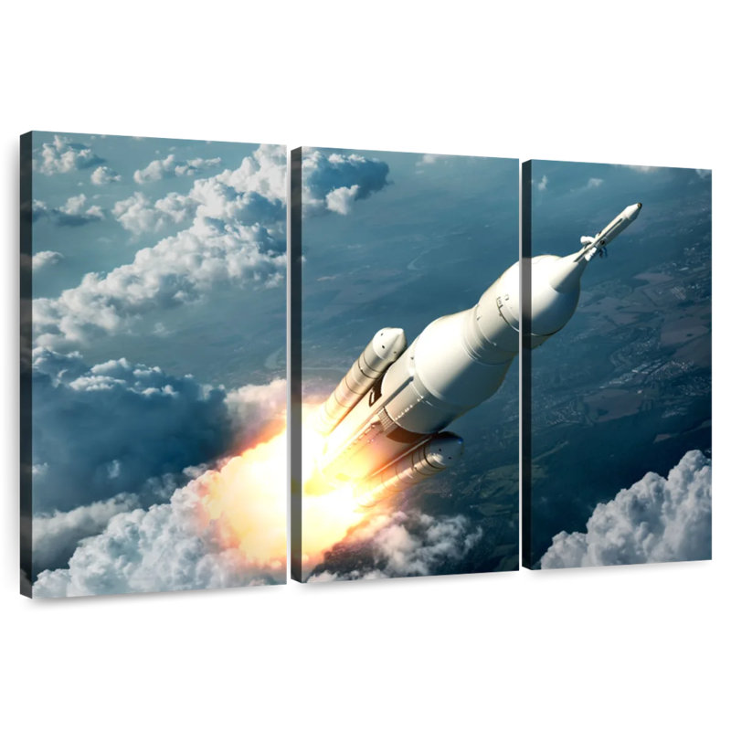 Oberle Spaceship Launching, 42" H x 65" W