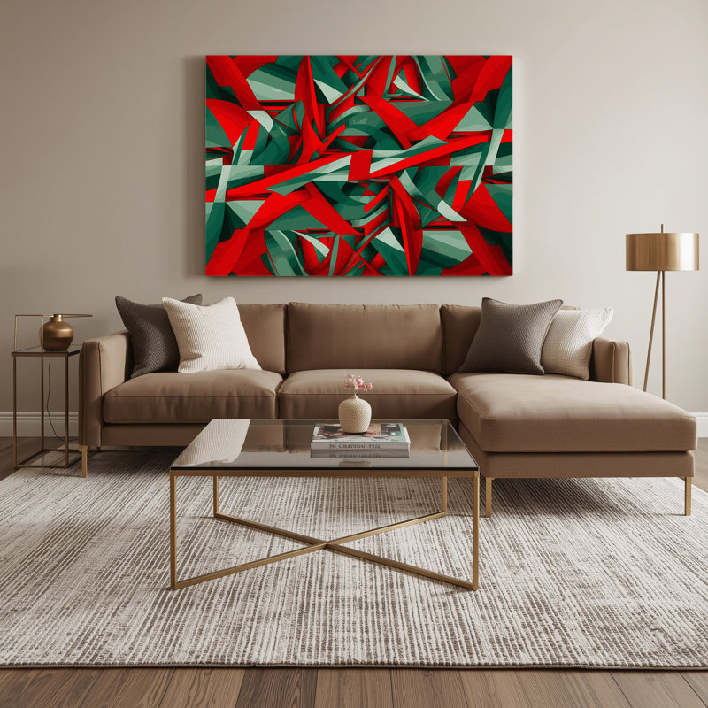 Art mural sur toile rouge Op Art 61, H 11 po x l 14 po