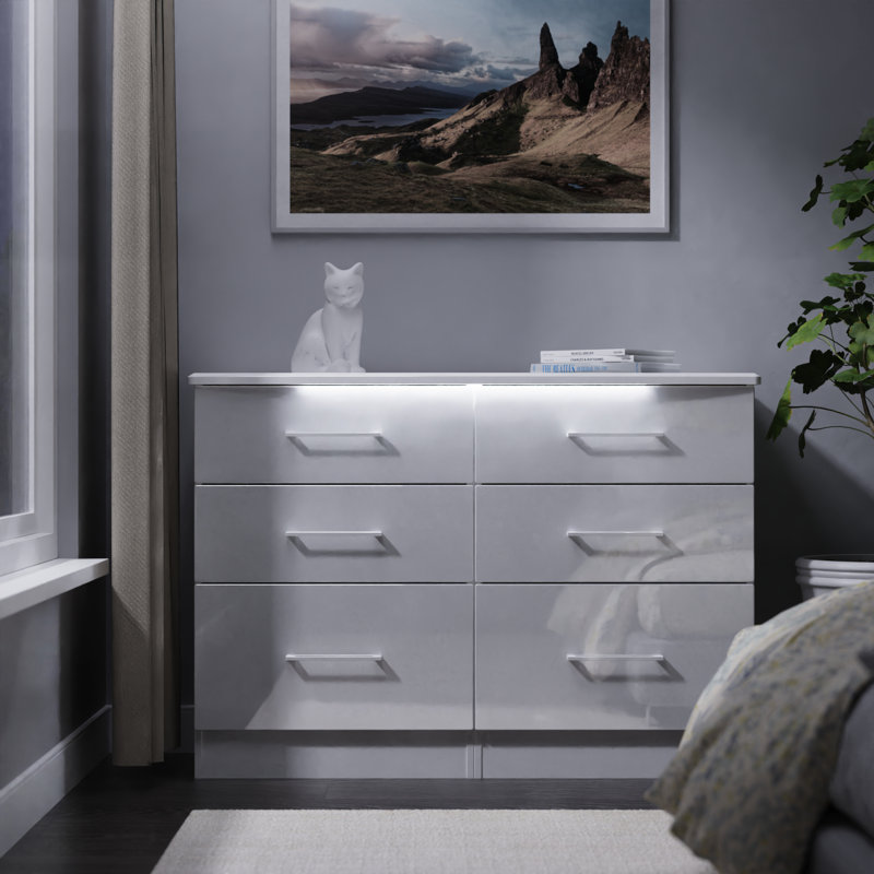 112 cm W Chest of 6 Drawers, White