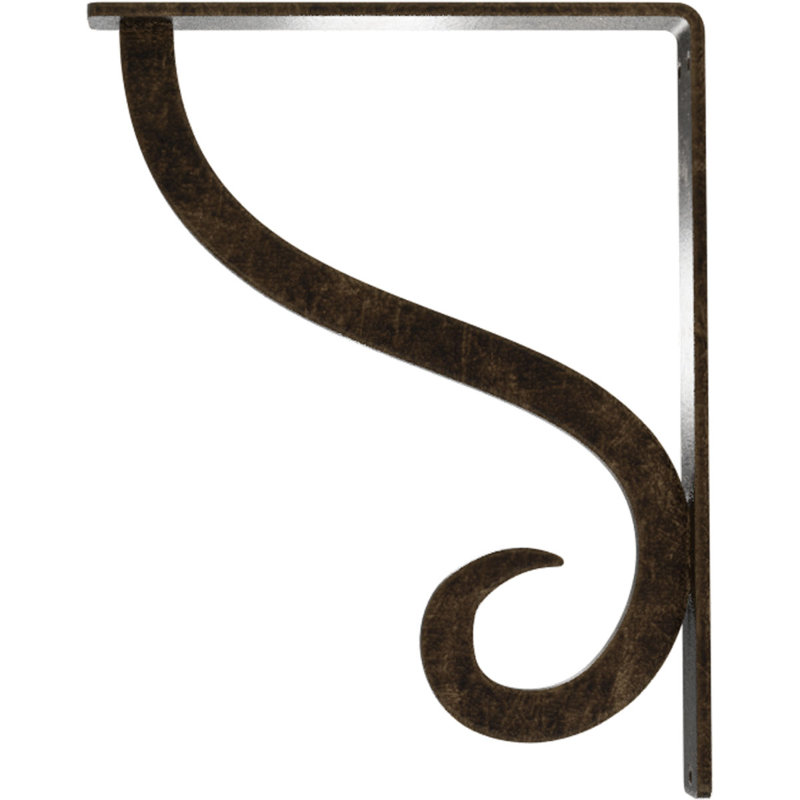 Support simple en fer forgé Ashford, H 10 po x l 1,5 po x P 7,5 po, Or pâle antique