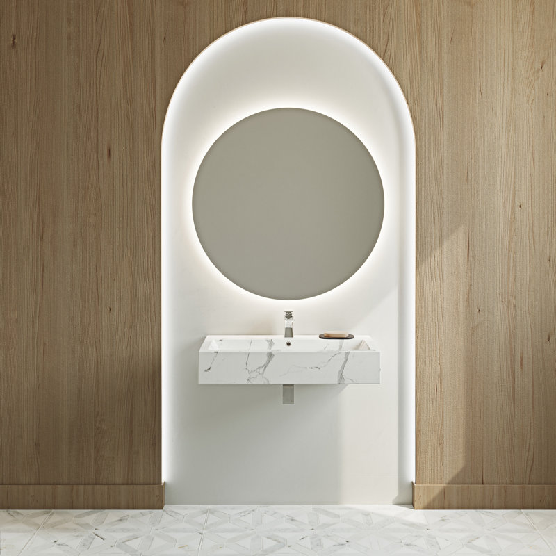 Swiss Madison Voltaire Wide Rectangle Wall-Mount Sink, White Marble