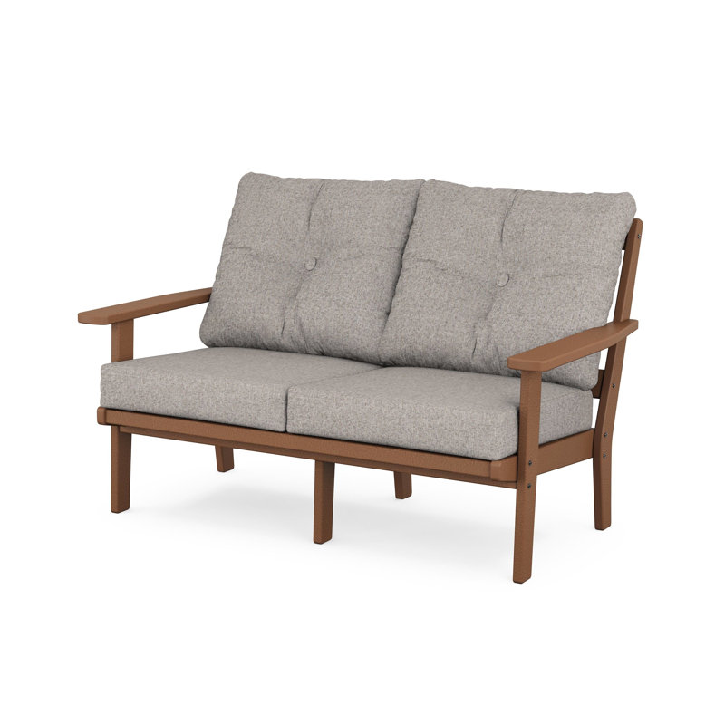 Lakeside Oxford Deep Seating Loveseat, Natural Linen, Green