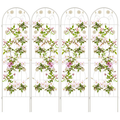 Paquet de 4 treillis de jardin en métal 71 po x 20 po pour plantes grimpantes - blanc
