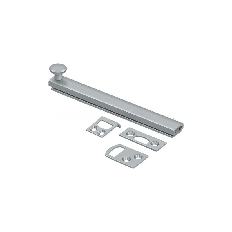 Brass Latch/Catch/Bolt, Brushed Chrome, 1.9375" H x 6" W x 1.5625" D