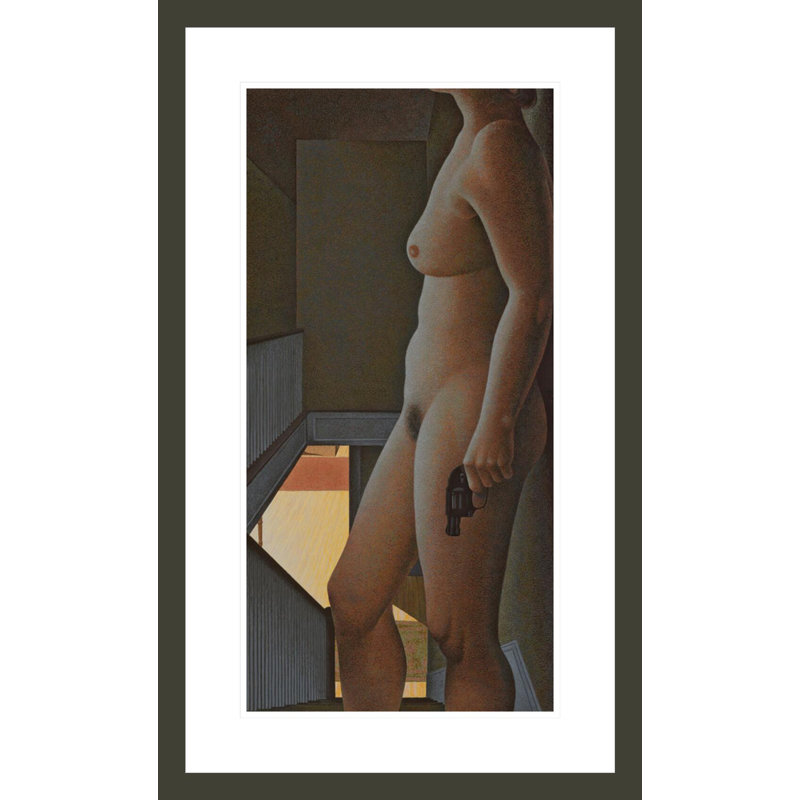 «Woman with Revolver» par Alex Colville - Impression sur toile, H 29,5 po x l 17,83 po