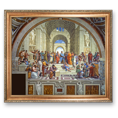 The School of Athens by Raphael.Framed Size:34.5 x 28.5 inches,Image Size:30x24 inches,Luxurious Gold Embossing Frame The World Classic Art Reproductions,Giclee Canvas Prints Wall Art for Home Décor