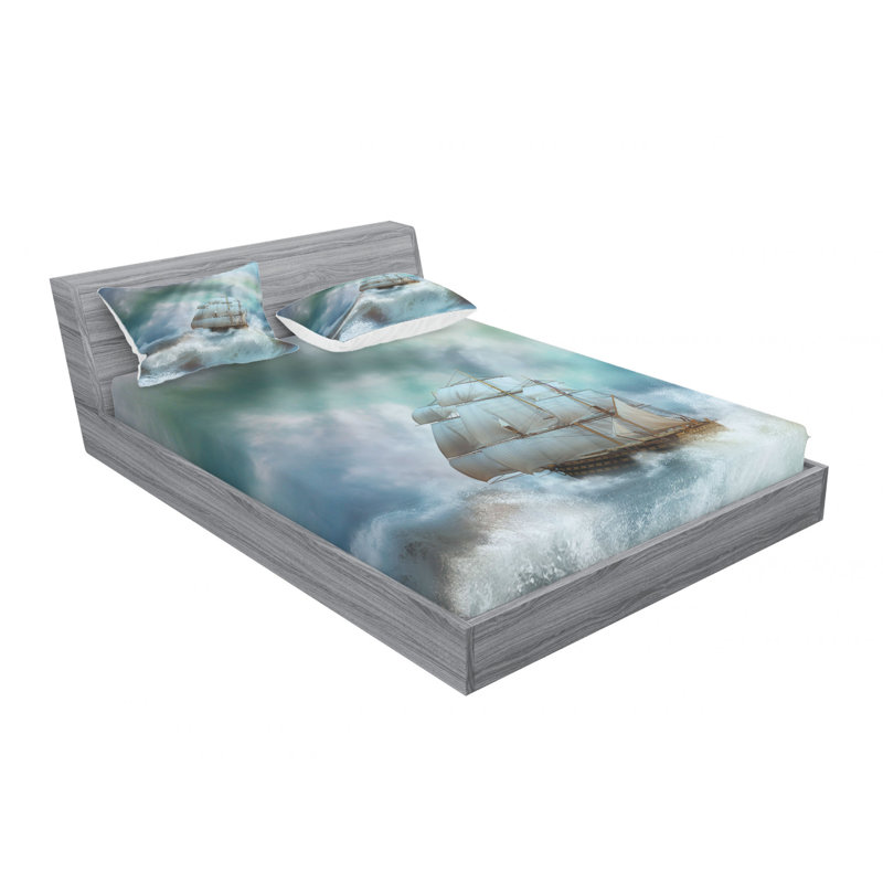 Ensemble de draps Majestic Nautical Sealife, Ensemble de drap pour grand lit avec drap-housse