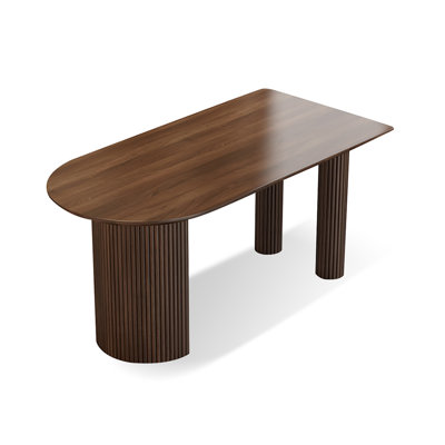 Brown Half-Round Solid Dining Table For Dining Room/Kitchen