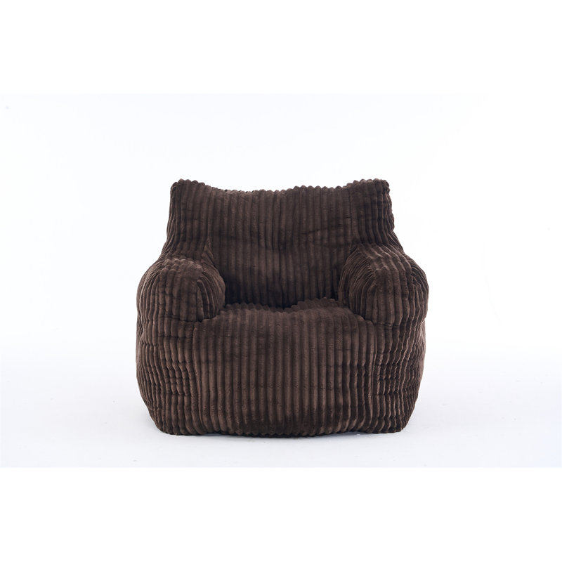 Soft Fluffy Corduroy Fabric Bean Bag Chair Filled With Memory Sponge, Brown Corduroy
