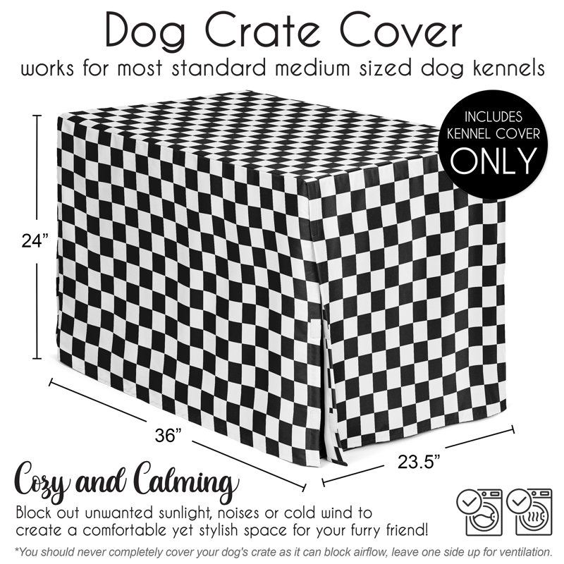 Housse pour chenil à carreaux Gingham, Noir / blanc