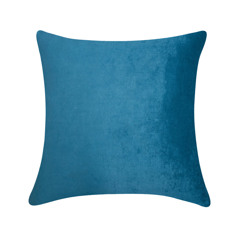 Coussin décoratif en velours uni, Bleu, H 20 po x l 20 po