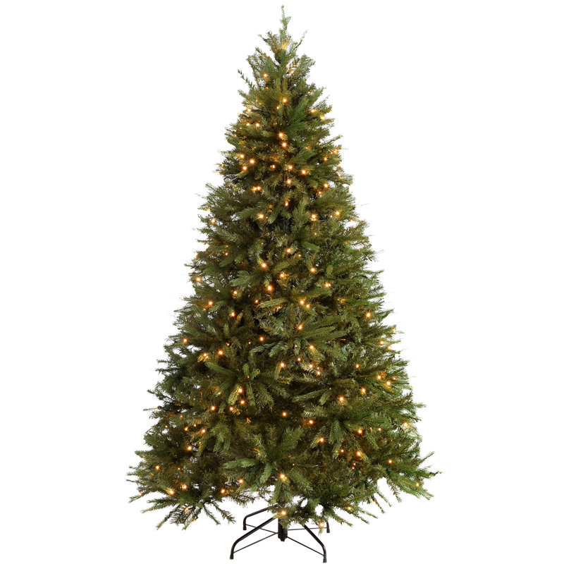 Lighted Artificial Spruce Christmas Tree, 6.89ft H x 4.17ft W x 4.17ft D