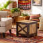 Tabouret 16 po en bois de manguier naturel et rotin tissé - Table d'appoint, repose-pieds et rangement Boho