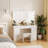 Greyden Makeup Vanity Set with Glass Table and Charging Station, Vanity Table with Lighted Mirror and 7 Drawers, Stool Included, for Bedroom-1786359298