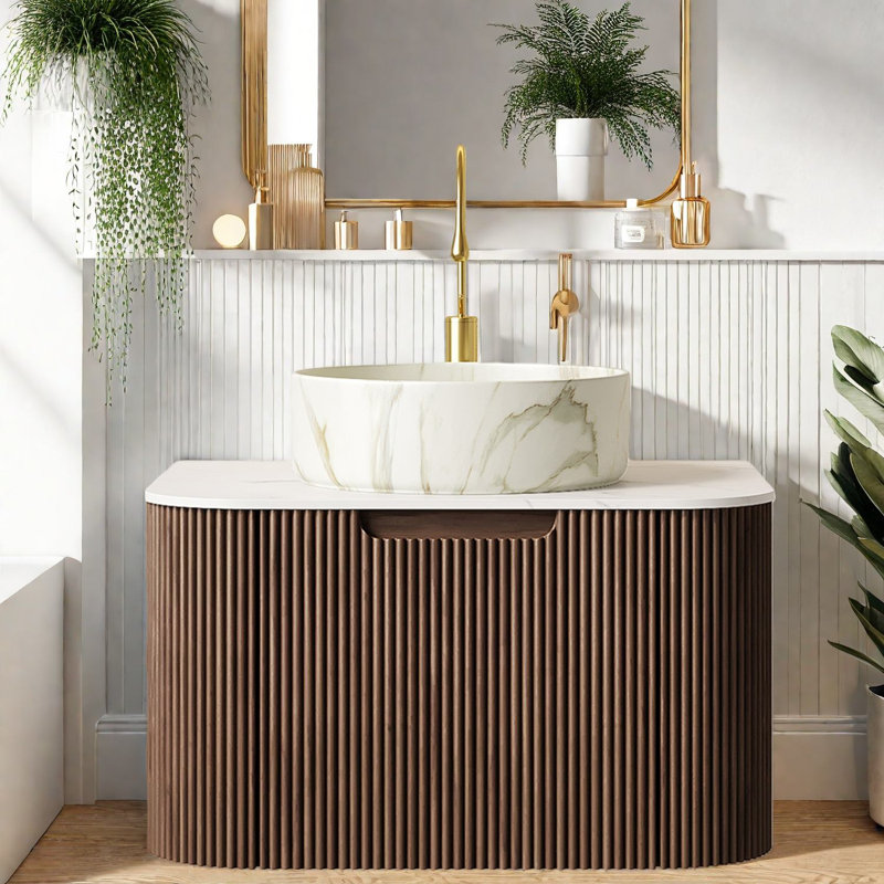 Meuble-lavabo flottant et lavabo, rangement moderne en bois de 24 pouces pour la maison
