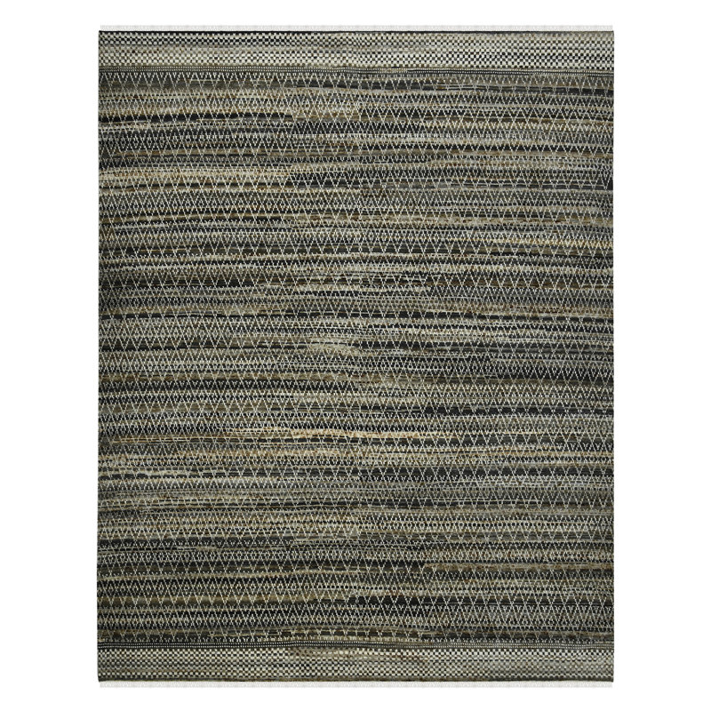 Tapis gris / brun en laine noué à la main Kelise Legacy, Rectangle 2 pi x 3 pi