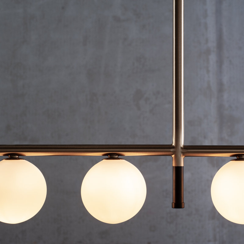 Lustre avec îlot de cuisine Light, Bronze brossé, Clair, 66" Length x 4" Width x 30" Height