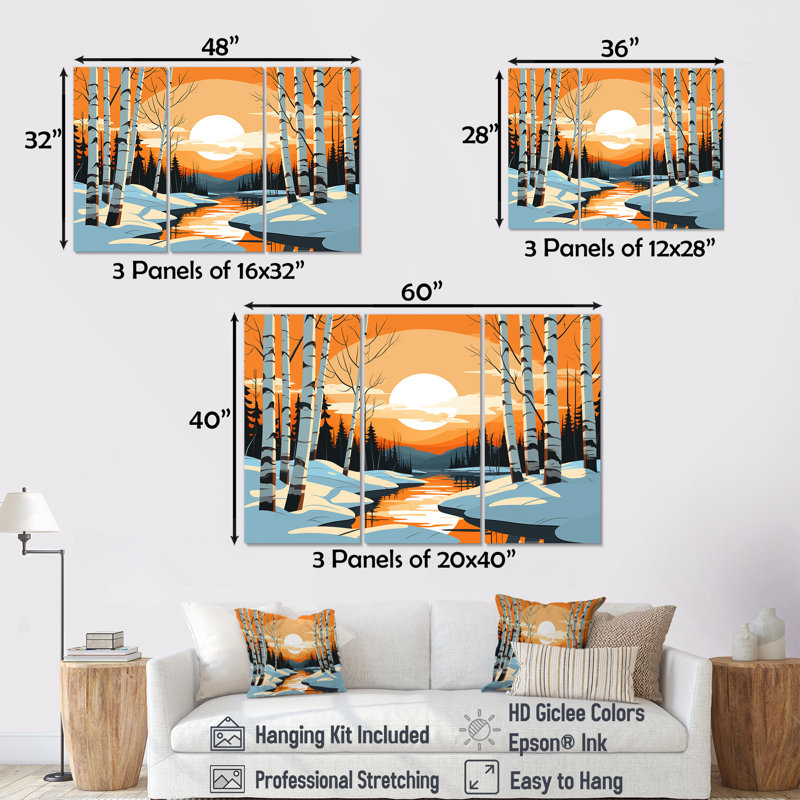 Paysage d'hiver Bolt - Paysage d'hiver, Toile tendue, H 28 po x l 36 po x P 1 po