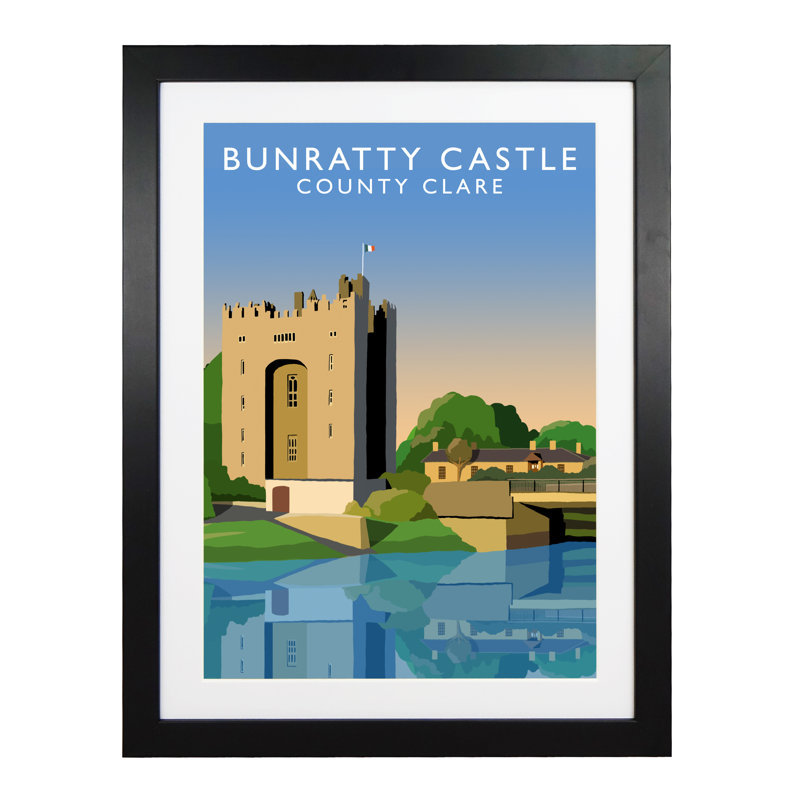 Bunratty Castle by Richard O'Neil - Print, Black Wood Frame, 54 cm H x 44 cm W x 2.2 cm D
