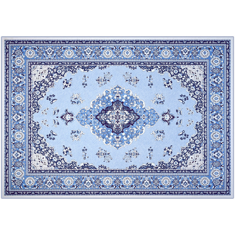 Ultra-soft, low-pile, vintage print decorative rug, washable, non-slip, Rectangle 8' x 10'