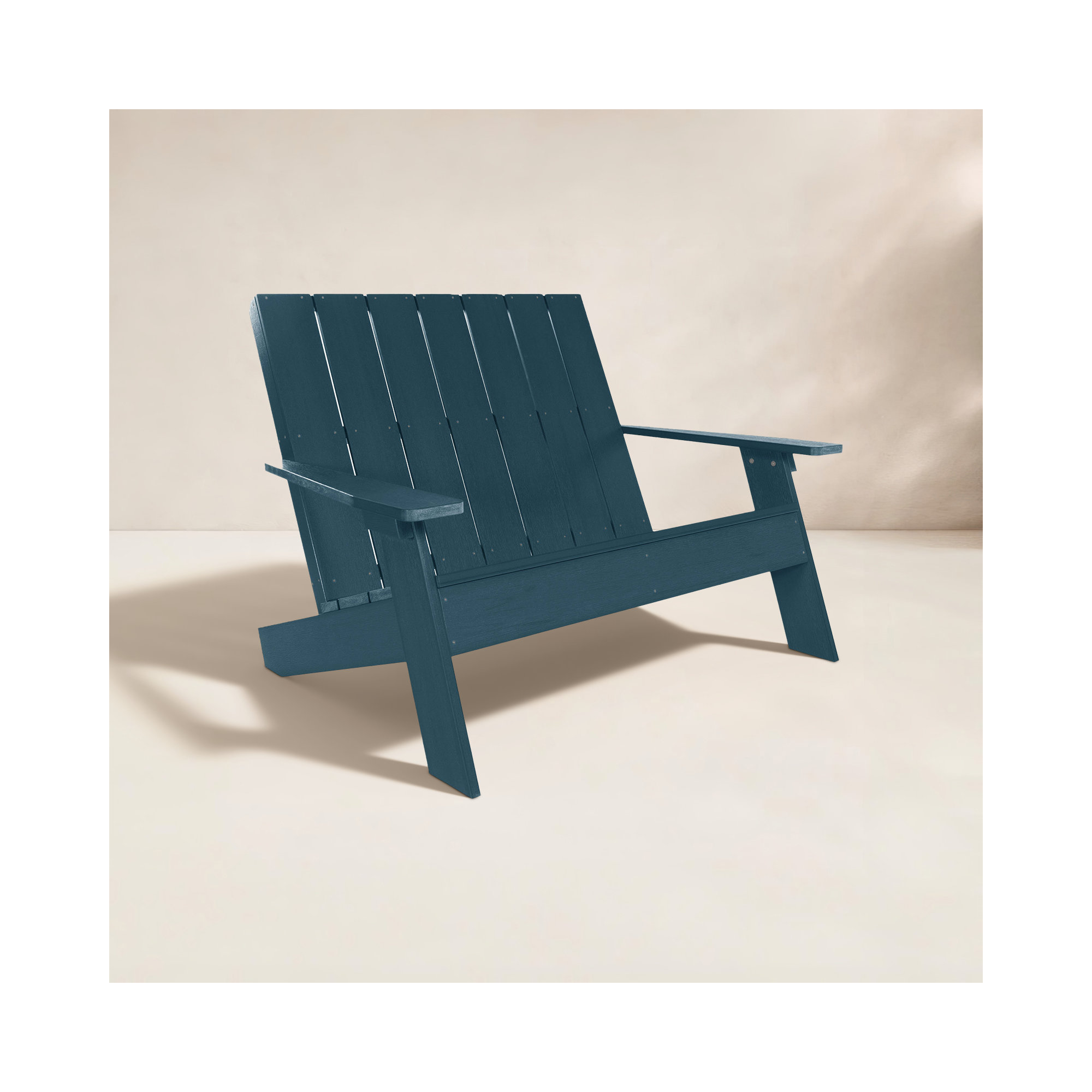 Byrnes Recycled Plastic Double Adirondack Loveseat, Nantucket Blue