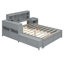 Lit plateforme en bois avec table de chevet multifonctionnelle et 2 tiroirs-288221356