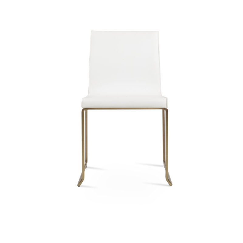 Chaise rembourrée empilable Polo, Laiton, Beige