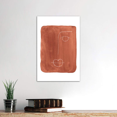 Mid Century Abstract Face - Wrapped Canvas Print