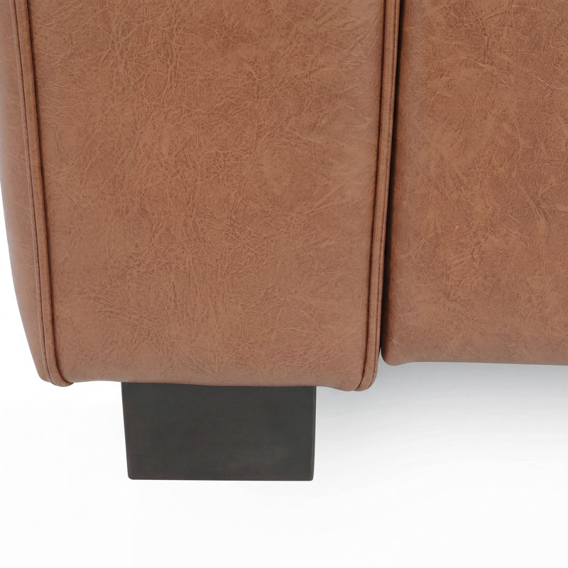 Suheil Faux Leather Club Chair, Cognac Faux Leather