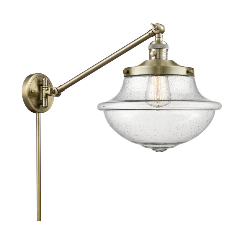 Theresa Plug-in Swing Arm Sconce, Antique Brass, Seedy, Bulb Not Included