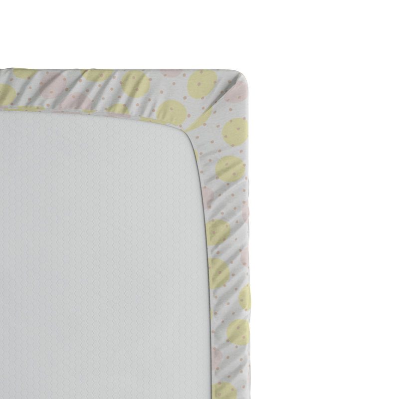 Full Size Pink and Yellow Polka Dot Microfiber Fitted Sheet
