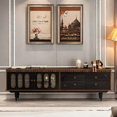 French style retro solid wood TV cabinet