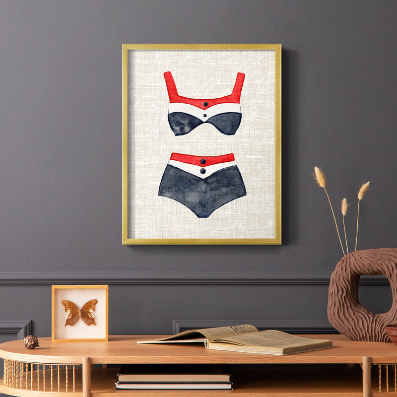 Impression rétro encadrée «Natation rétro» - bois massif, H 20 po x l 16 po