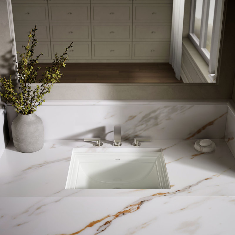 Memoirs® Vitreous China Rectangular Undermount Bathroom Sink with Overflow, Sandbar