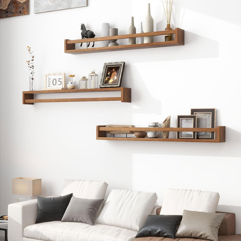 Étagère à livres pour chambre d'enfant Fun Memories - Bibliothèque flottante en bois massif rustique pour chambre d'enfant