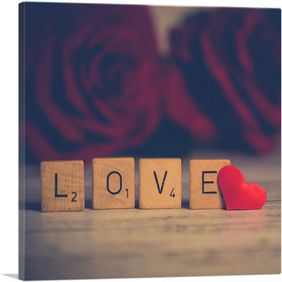 Love Love Cubes with Roses Home Decor - reproduction de photo sur toile tendue