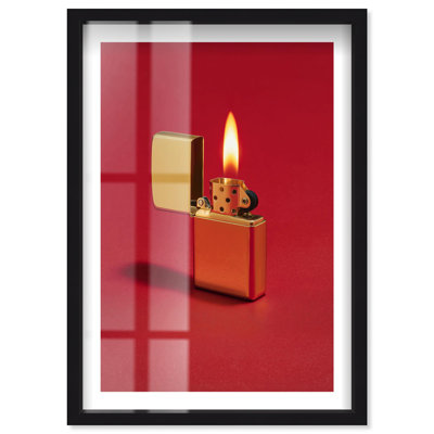 Décoration murale Ruby Flame I Shadowbox Print Glam par Notoriart, cadre noir, 31 x 46