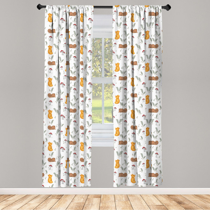 Nursery Floral Semi-Sheer Rod Pocket Curtain Panels, 28" x 63"