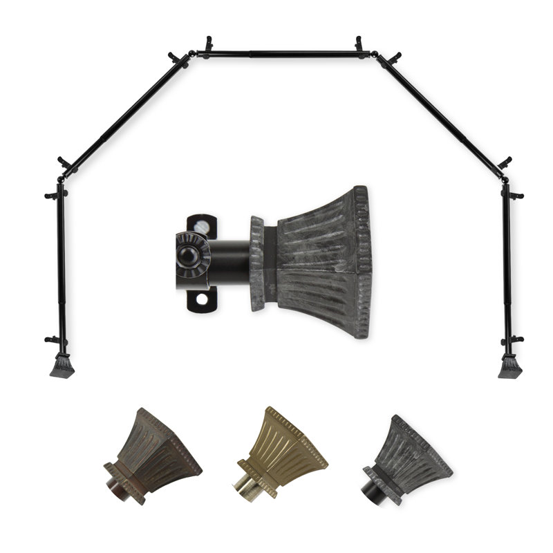 Tringle à rideaux simple ajustable 0,81 po Maliyah, Noir, 28 po à 48 po (chaque côté)