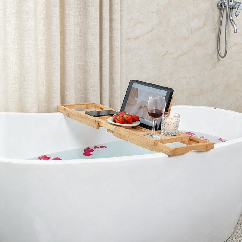 Plateau de baignoire extensible en bambou