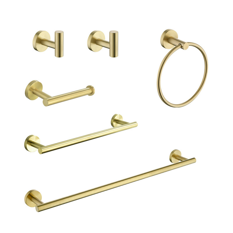 6 Piece Stainless Steel Bathroom Towel Rack Set Wall Mount, Brushed Nickel