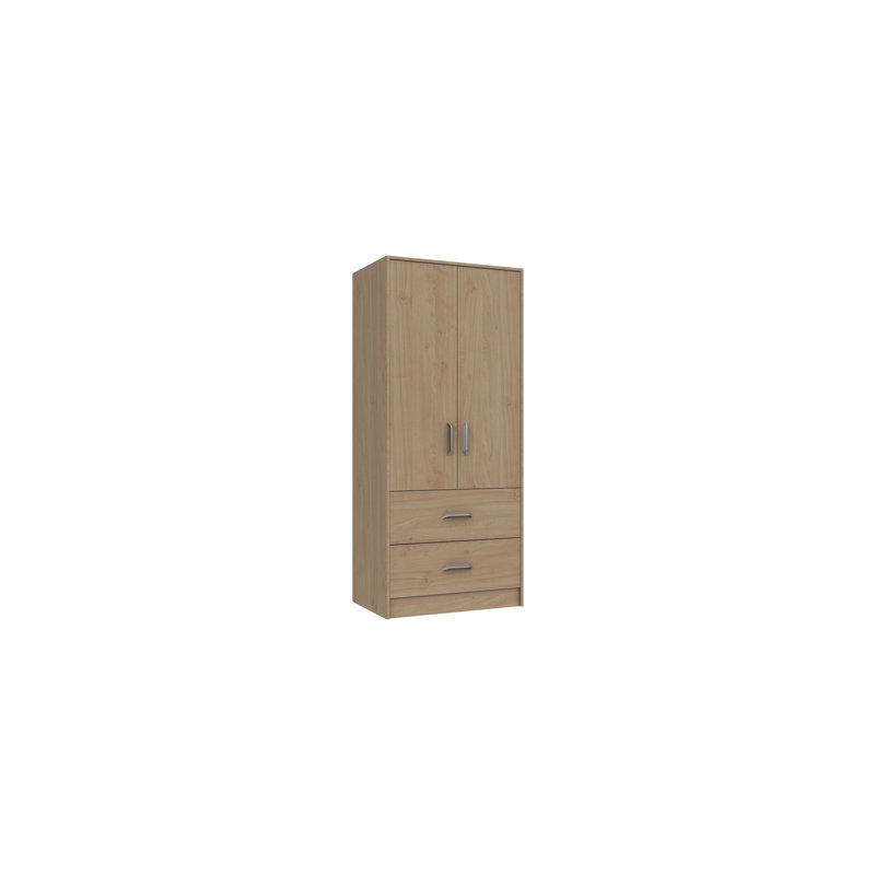 Zakariyah 2 Door Manufactured Wood Wardrobe, Oak