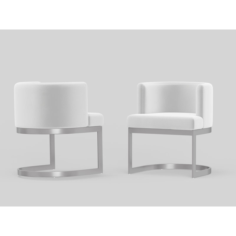 Waycross 19'' H Velvet Upholstered Armchair, White