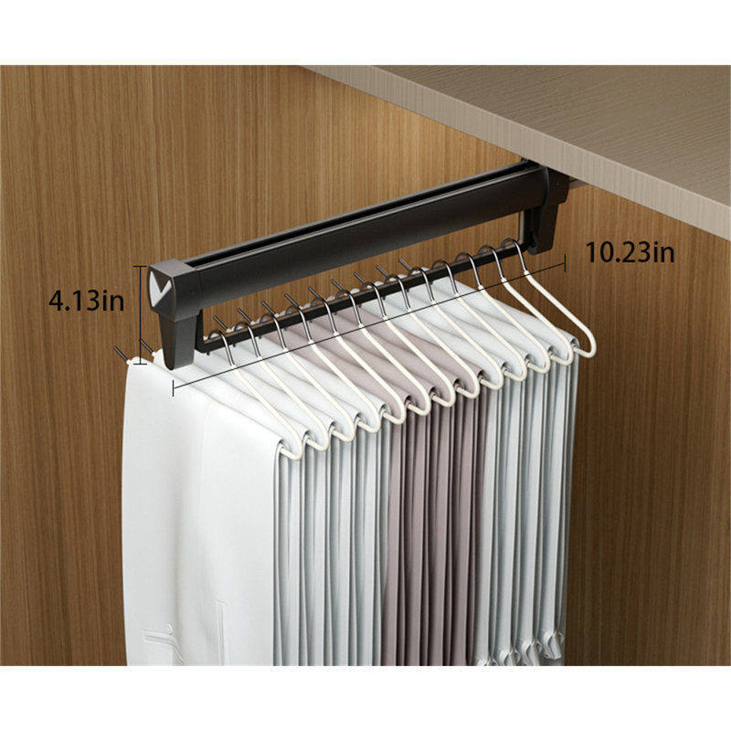 Porte-pantalons rétractable avec rail coulissant, H 4,13 po x l 1,98 po x P 10,23 po
