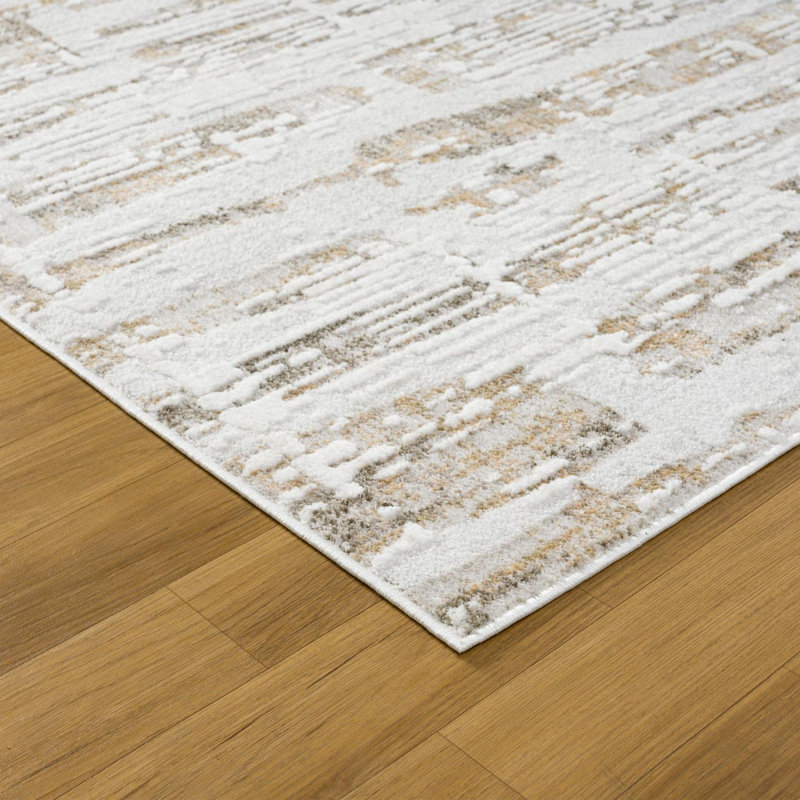 Modern Neutral Abstract Area Rug, Rectangle 7'9" x 10'2"