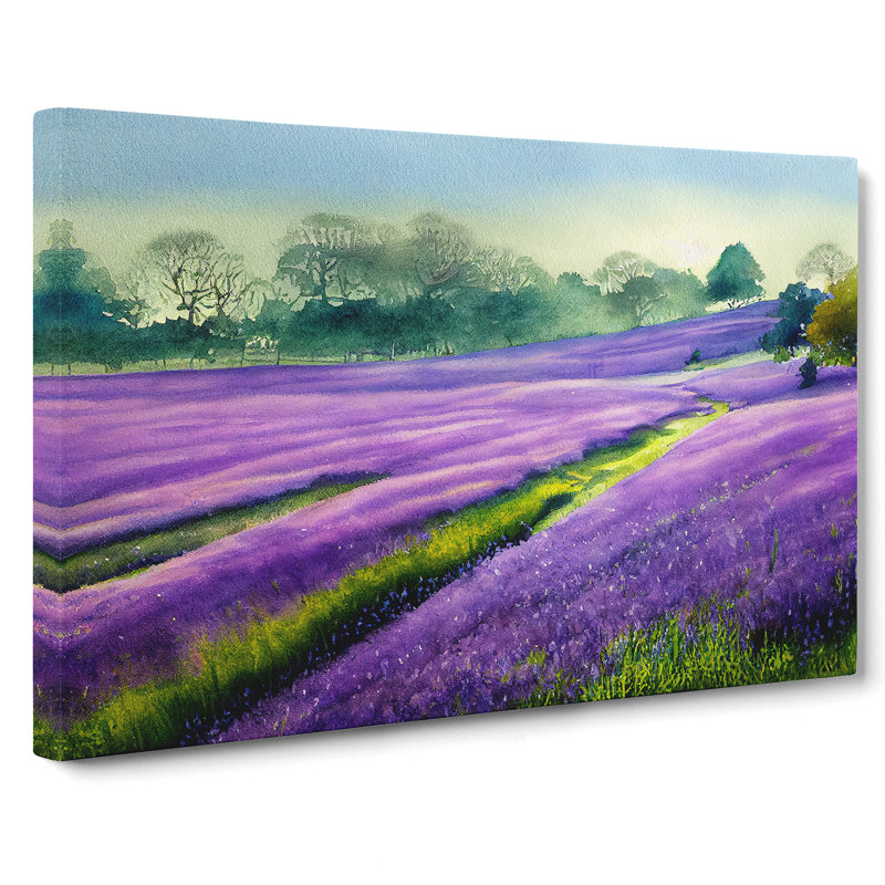 Bluebell Field Watercolour Vol.1 - Wrapped Canvas, 35cm H x 50cm W x 3cm D