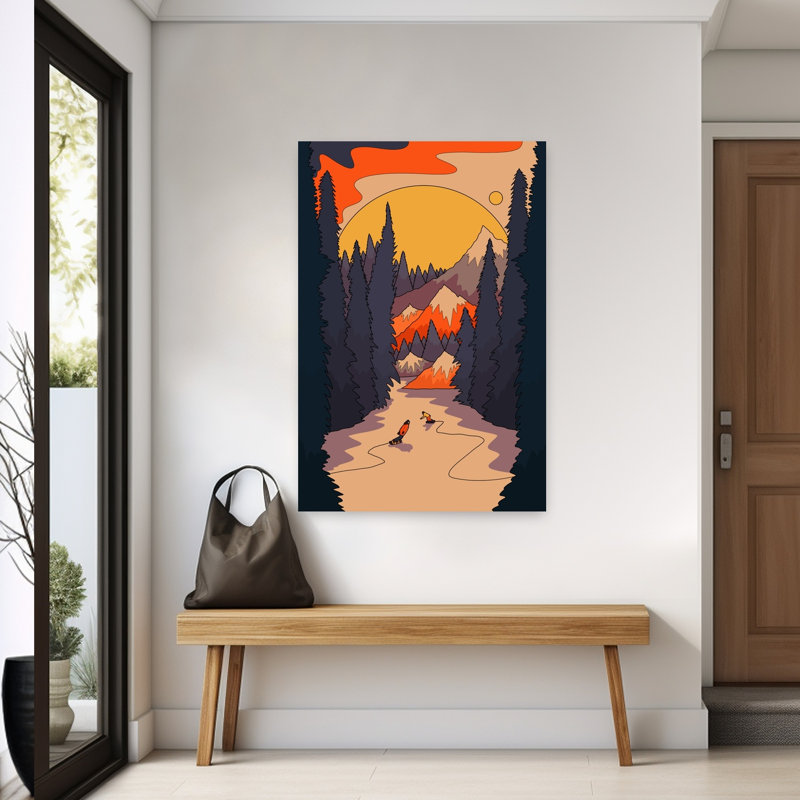 Art contemporain contemporain, paysage forestier abstrait, H 60 po x l 40 po